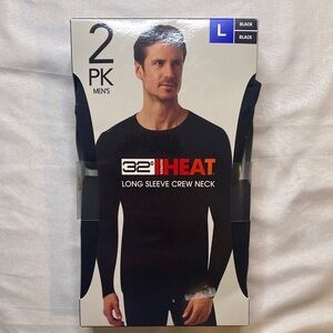 32 Degrees Men's Black Long Sleeve Crew Neck - 2 Pack